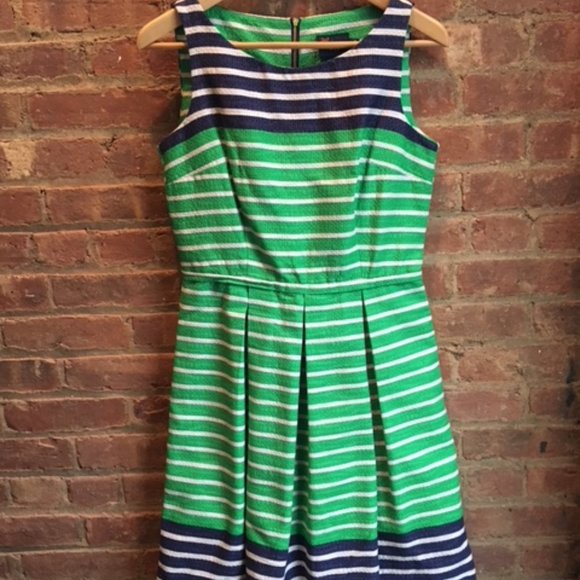 Striped Pleated Dress with Pockets - Picture 1 of 6